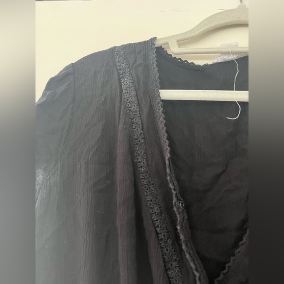 Japna Surplice T Shirt Blouse SMALL Black Rayon - Picture 6 of 9